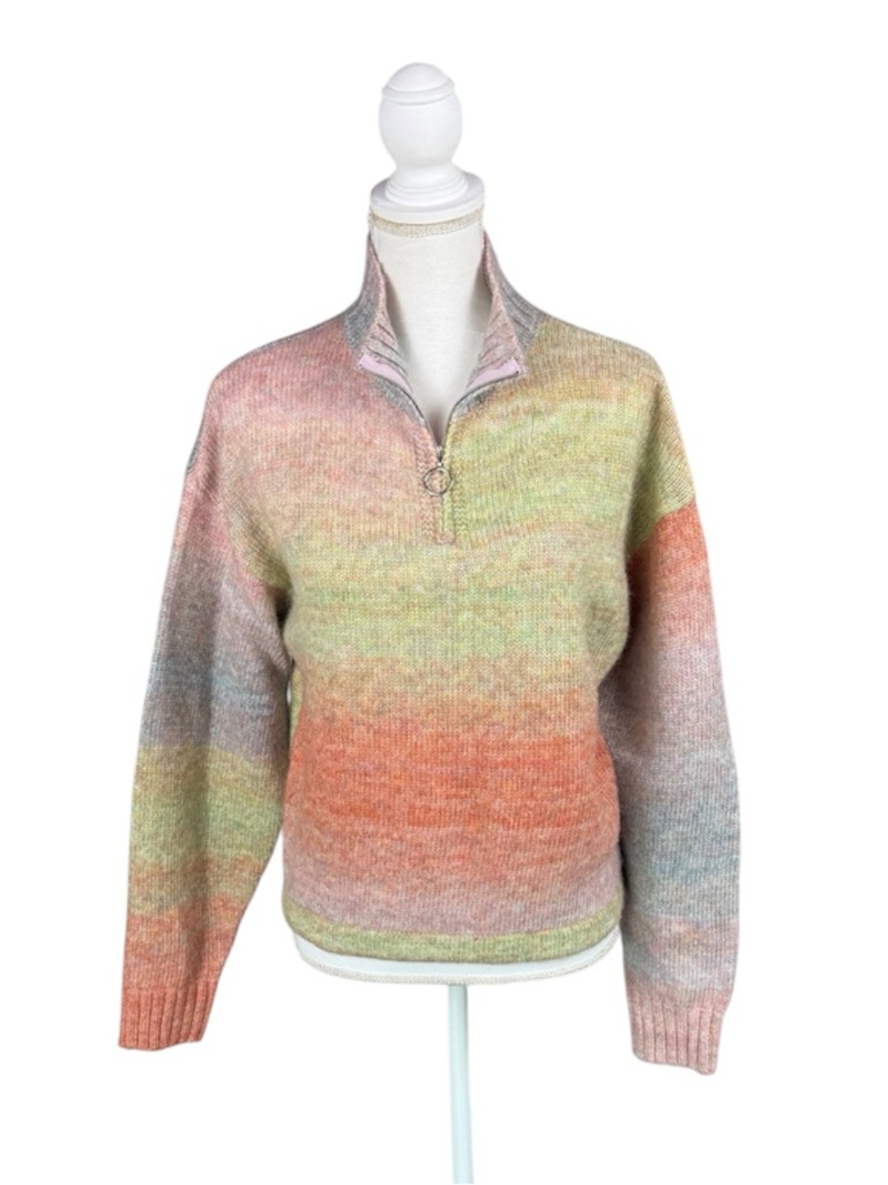 Belle Du Jour Multicolored Half Zip Mock Collar Sweater